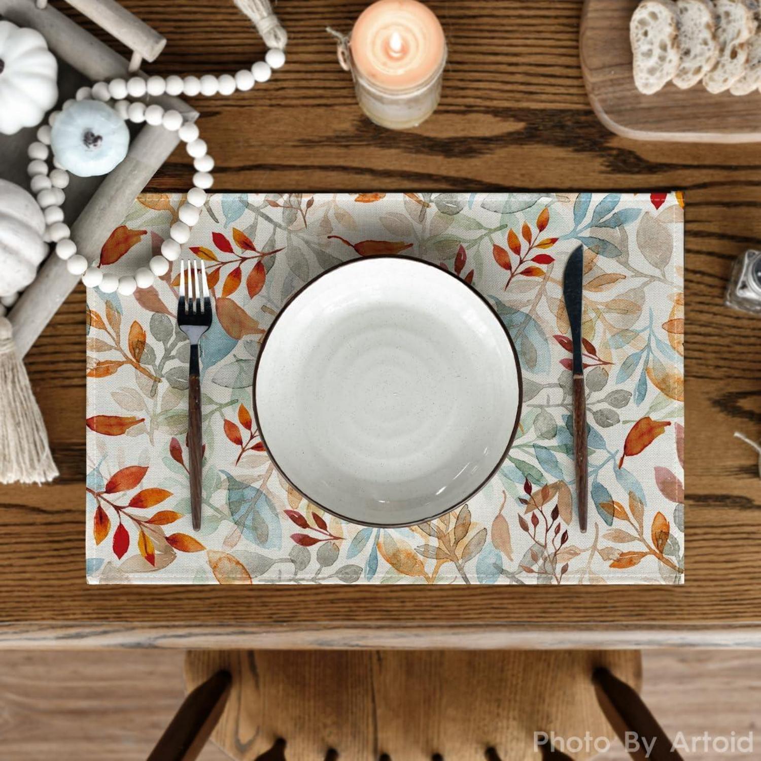 Artoid Mode Herbst Blätter Platzsets 4er Set 30x45cm - Deko