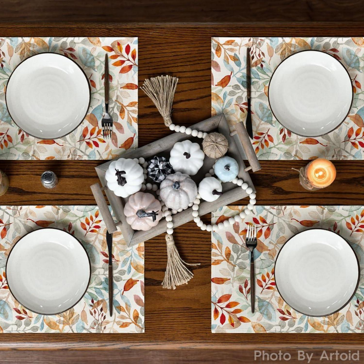 Herbst Blätter Platzset 4er Set 30x45cm für Küche und Party