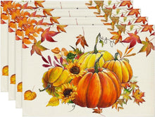 Herbstliche Platzsets mit Kürbissen und Sonnenblumen 4er Set