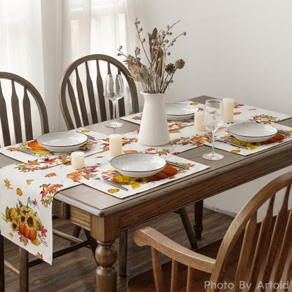 Herbst Platzsets Kürbisse Ahornblätter Sonnenblumen 4er Set 30x45cm
