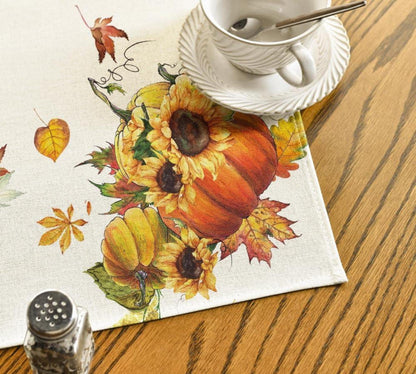Artoid Mode Herbst Tischdecke 85x85 cm Orange Sonnenblumen Ahornblätter