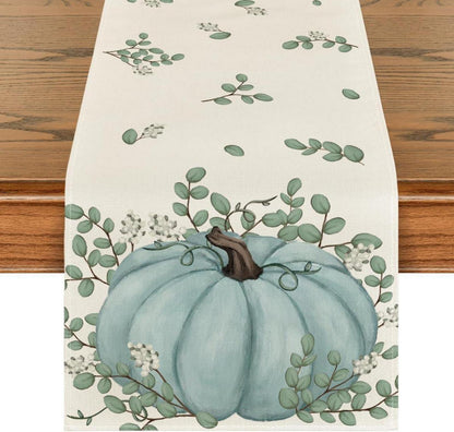 Herbst Tischläufer Kürbisse Eukalyptus Küche Dekoration 40x180cm