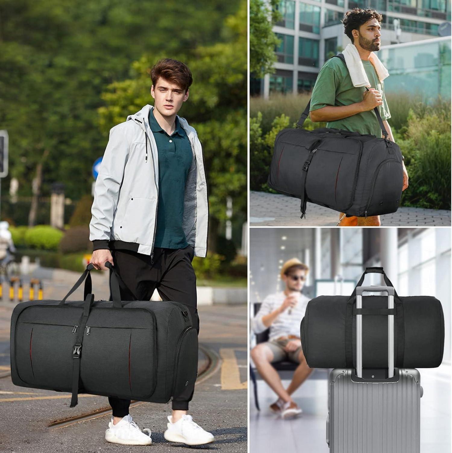 Faltbare Reisetasche 80L Sporttasche Damen Herren mit Schuhfach