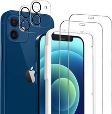 Panzer Schutzglas iPhone 12, Kamerafolie, 2+2 Stück, HD-Klar, 9H Härte