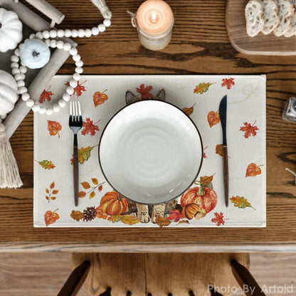 Herbst Kürbisse Ahornblätter Platzsets 4er Set 30x45cm