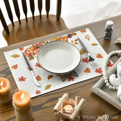 Herbst Tischsets Kürbisse Ahornblätter 4er Set 30x45cm Urlaub Platzsets