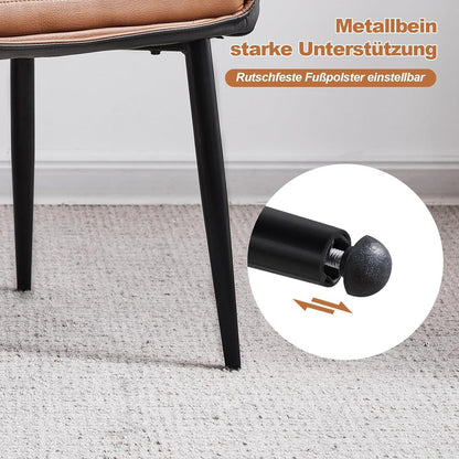 Esszimmerstühle Set 6er –, Braun & Grau, Modern in Lederoptik