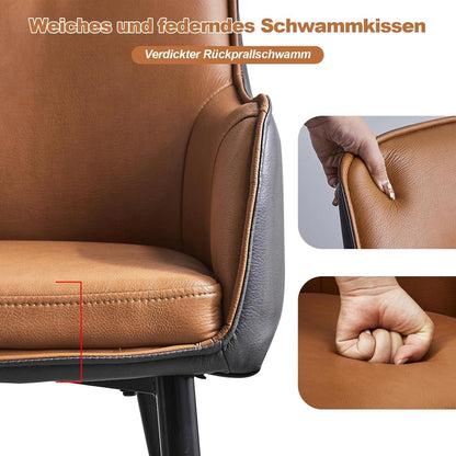 Esszimmerstühle 2er Set Braun Grau mit Armlehnen in Lederoptik