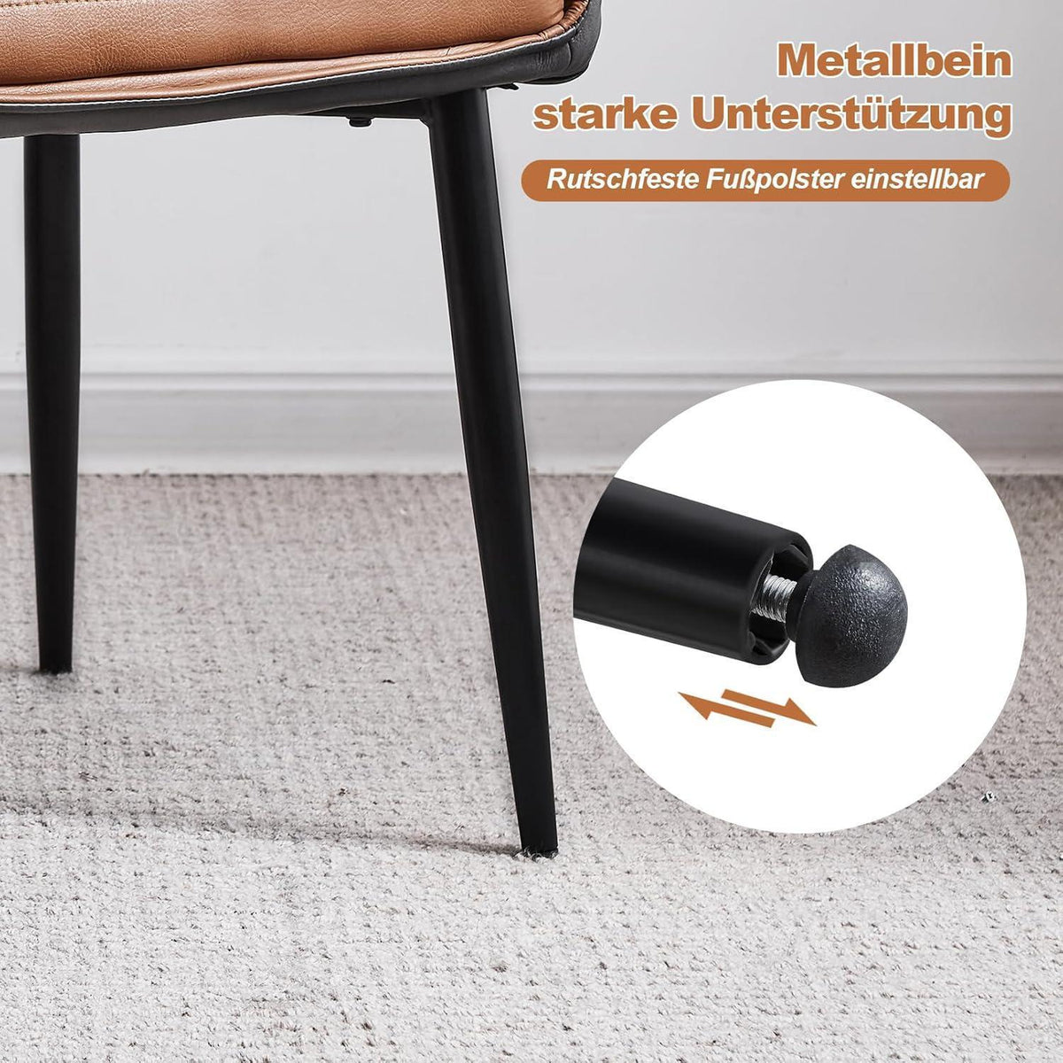 Esszimmerstühle 2er Set Braun Grau mit Armlehnen in Lederoptik
