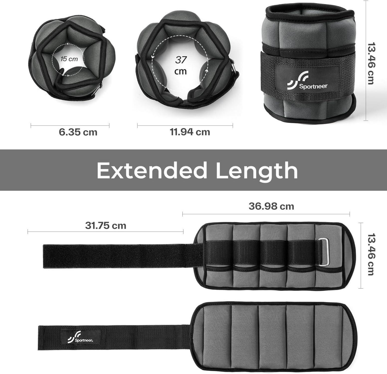 Verstellbares Knöchelgewicht für Fitness, 2er Pack Dunkelgrau, je 0,45-2,25kg
