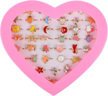 OSDUE Kinderringe Mädchen 36 Stück Einstellbare Ringe Kinder Set