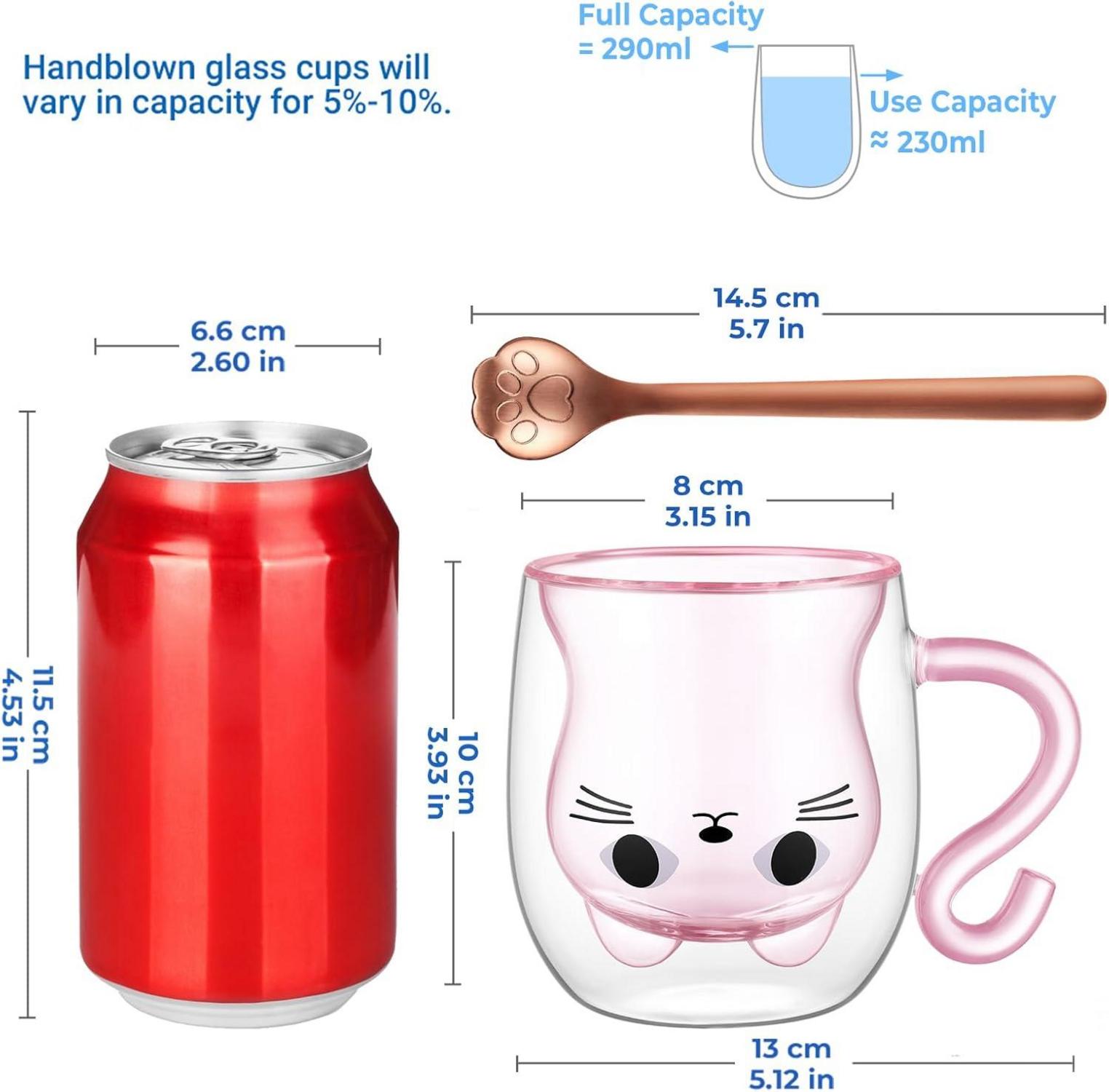 Doppelwandige Süße Katze Latte Macchiato Gläser 290ml