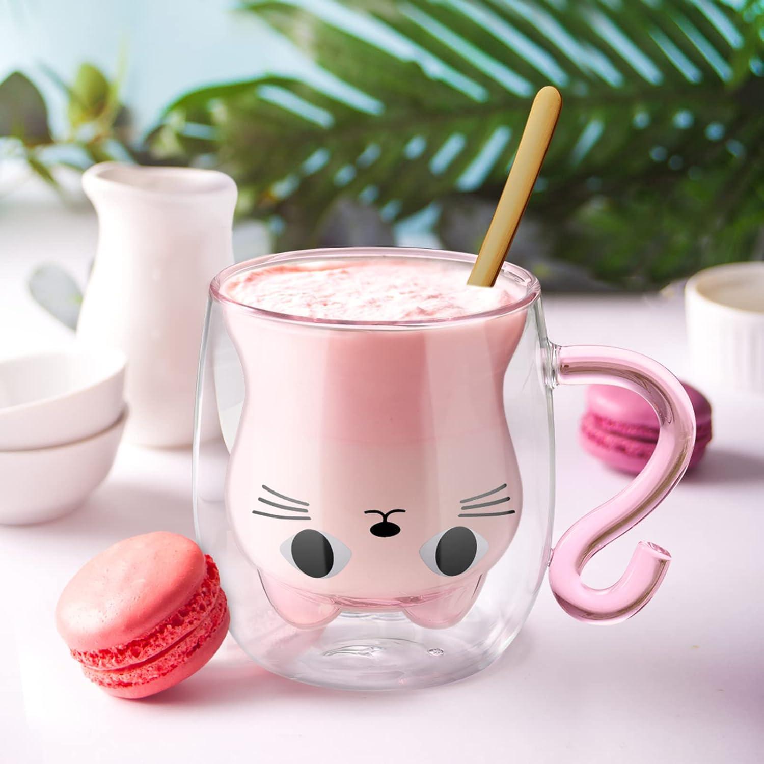 Doppelwandige Katze Glas 290ml Kaffeeglas Geschenk Frauen Kinder EIS