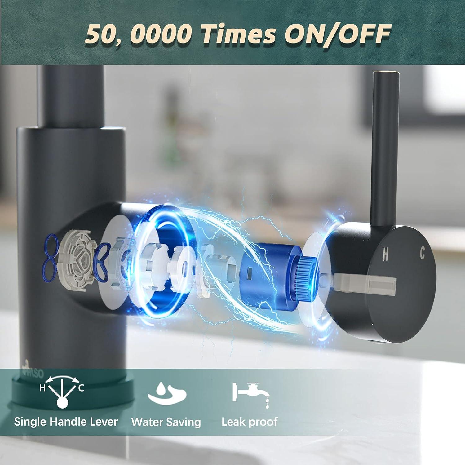Wasserhahn Küche Schwarz Ausziehbar 360° Hochdruck Mischbatterie Flexschlauch