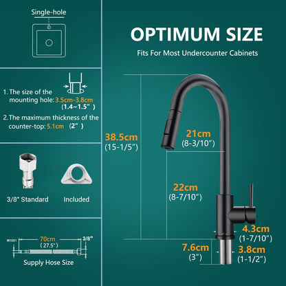 Wasserhahn Küche Schwarz Ausziehbar 360° Hochdruck Mischbatterie