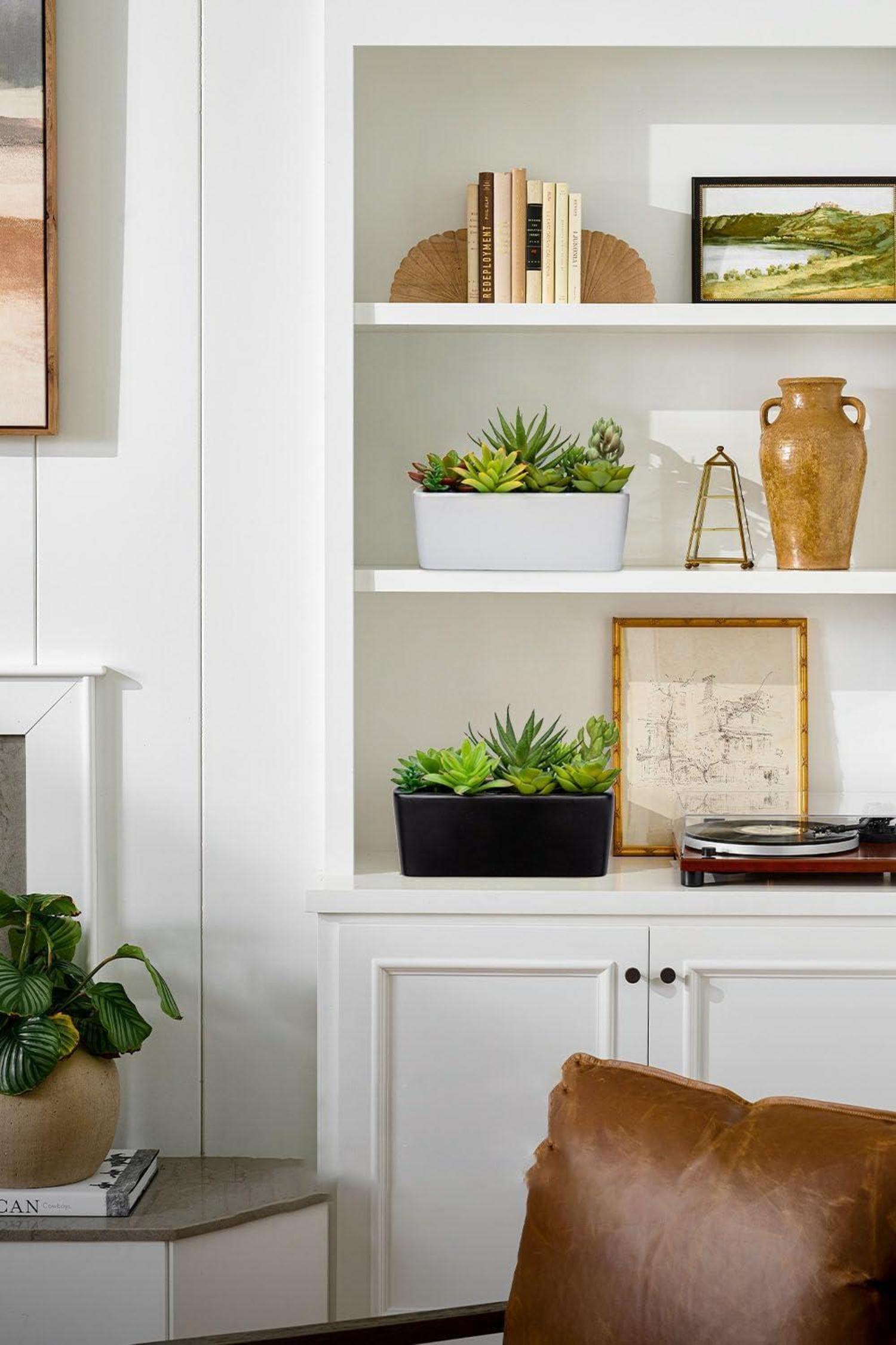 Dekorative Künstliche Sukkulente im Keramiktopf Schwarz