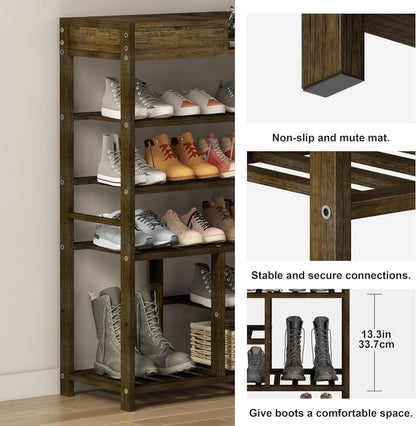 Mafalion Bambus Schuhregal 6 Tier Organizer Eingang Rustikales Braun