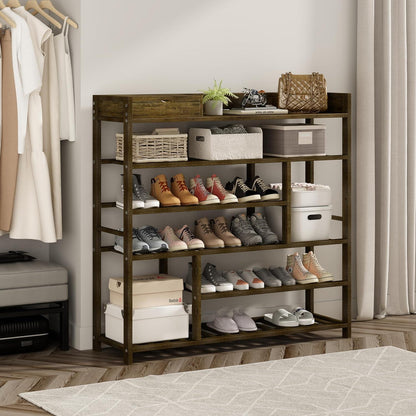 Mafalion Bambus Schuhregal 6 Tier Organizer Eingang Rustikales Braun