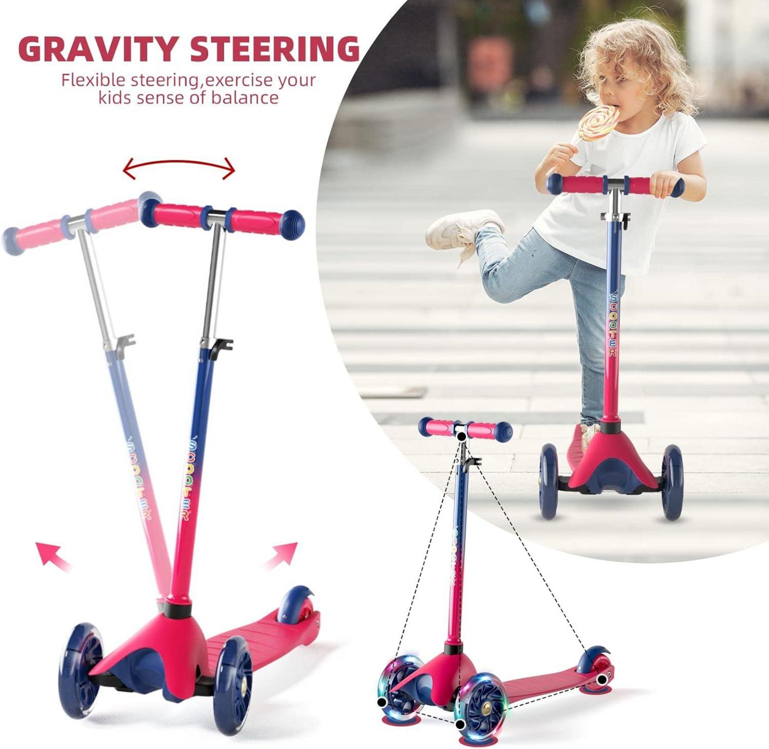 XJD Kinderroller Kinderscooter LED Rädern Richtungssperre verstellbare Lenkerhöhe Rot