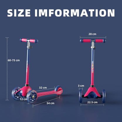 Kinderroller LED Räder Richtungssperre höhenverstellbar Belastbarkeit 50kg Rot