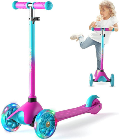 Kinderroller Dreirad LED-Räder Lenkungssperre Höhenverstellbar