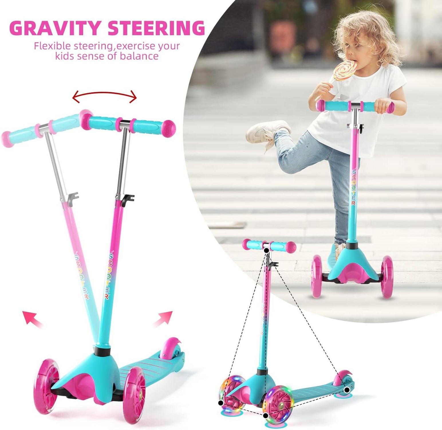 XJD Kinderroller Kinderscooter 3 LED Rädern Richtungssperre höhenverstellbar A-Grün