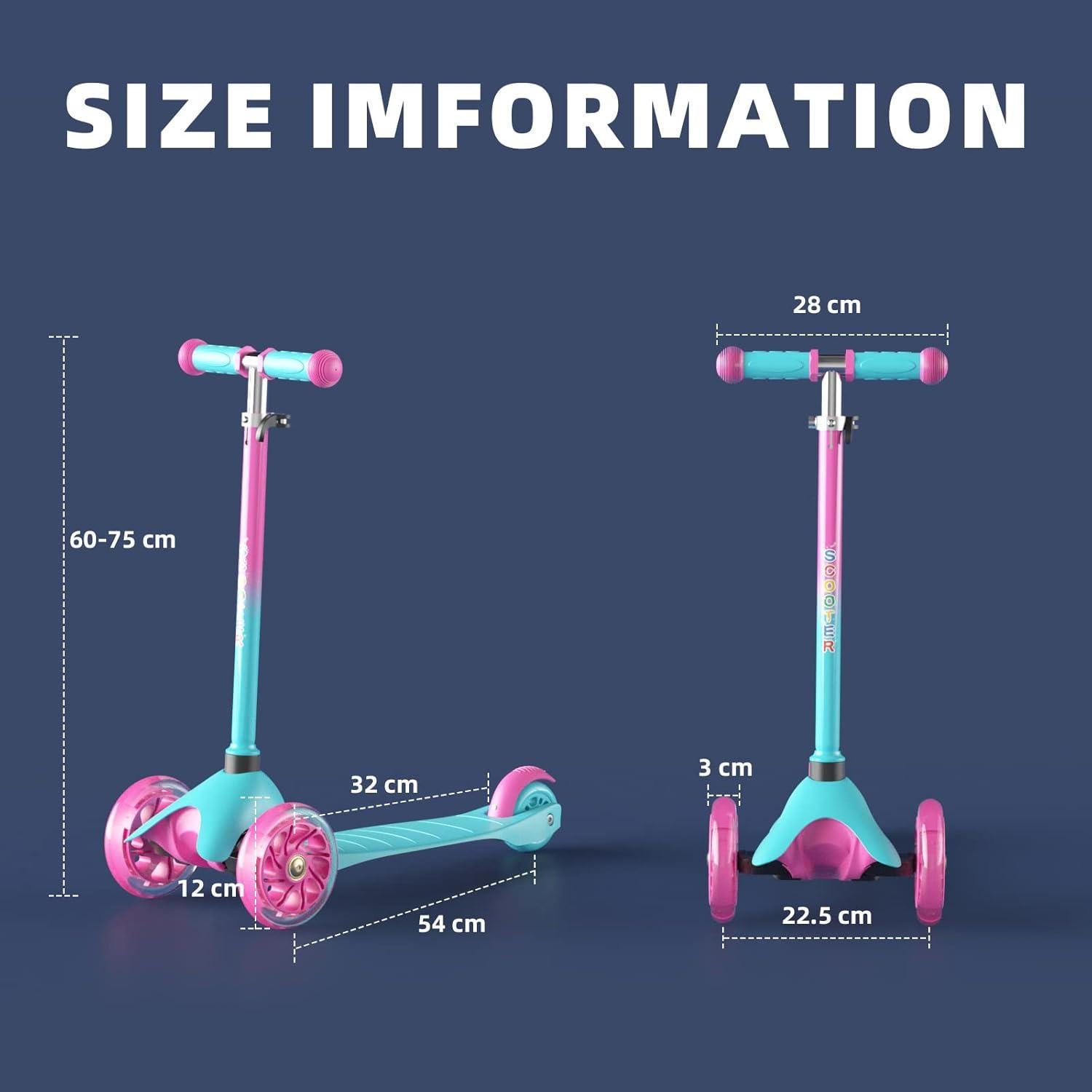 Kinderroller Kinderscooter LED Räder 2-5 Jahre grün