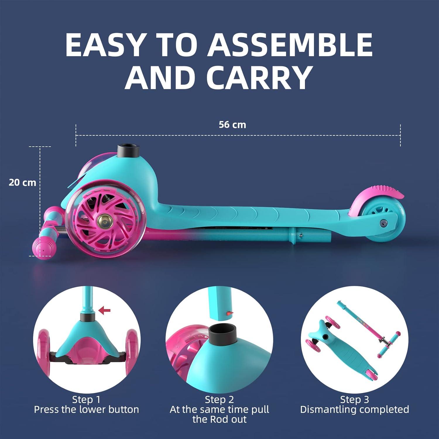 Kinderroller Kinderscooter 3 LED Rädern Richtungssperre