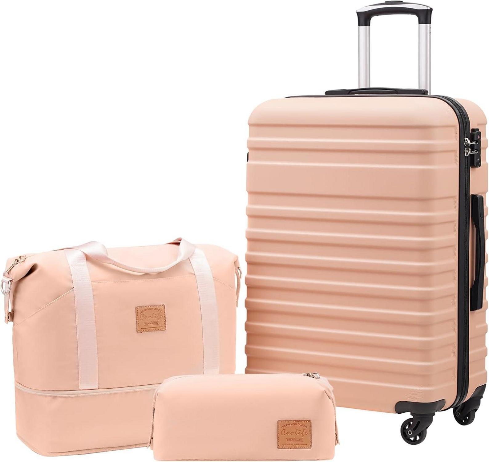 Koffer Set ABS Hartschale 4 Rollen TSA 3tlg Lotusrosa