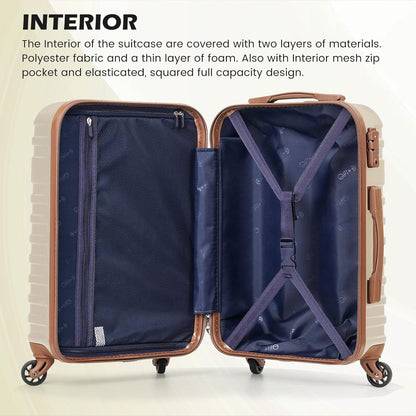 Hartschalen-Koffer Set 3tlg Blau Braun Trolley 4 Rollen TSA-Schloss