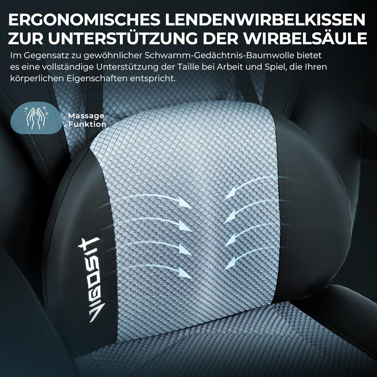Gaming Stuhl PRO Ergonomisch Massagefunktion 350 lbs