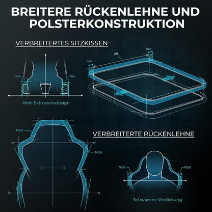 Gaming Stuhl PRO - Ergonomischer Bürostuhl für Erwachsene mit Fußstütze - Hellgrau
