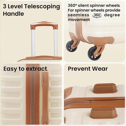 COOLIFE ABS Hartschalen Trolley Koffer 4 Rollen Lotusrosa Set