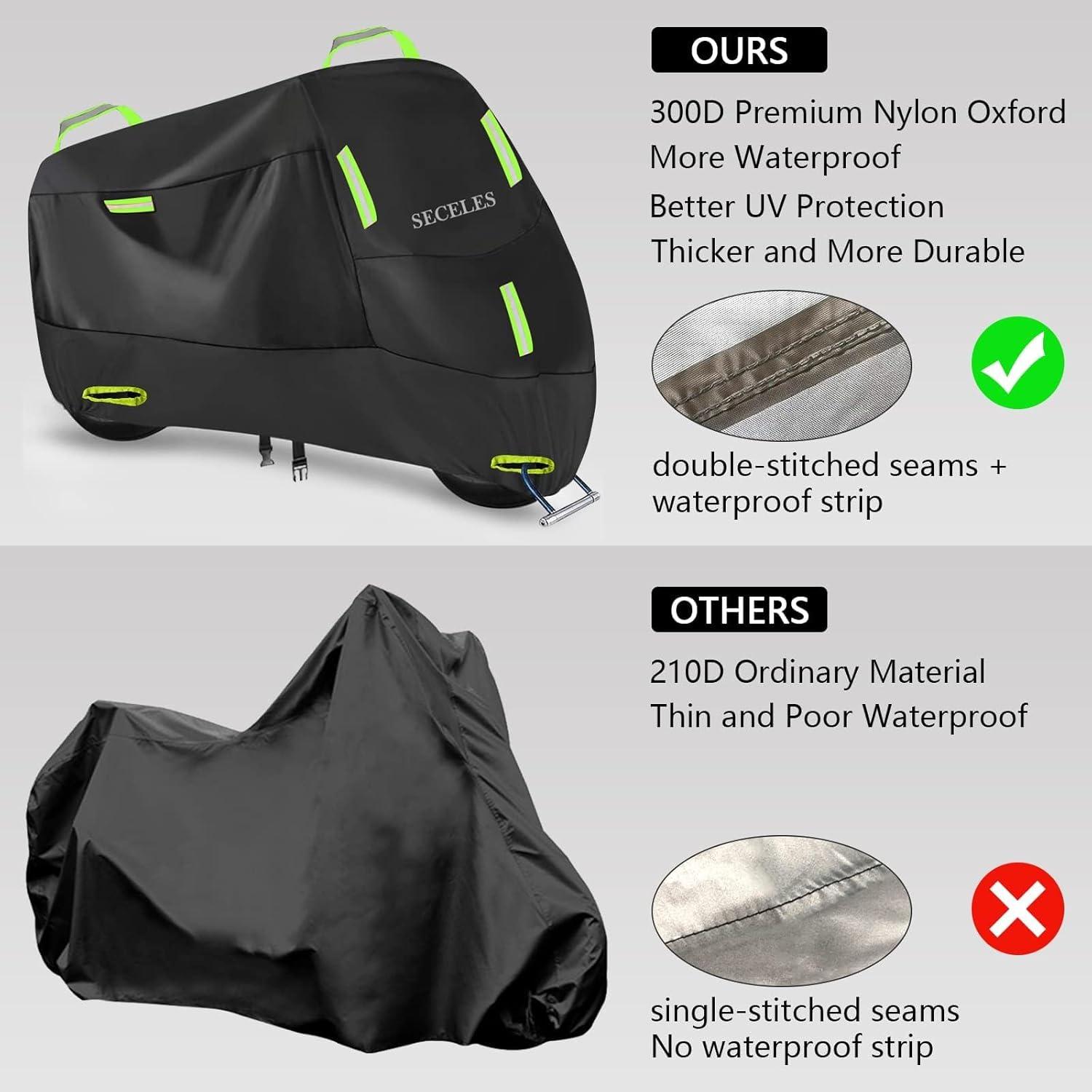 Motorrad Abdeckplane 300D Wasserdicht Winterfest Oxford 200x90x100cm M Green