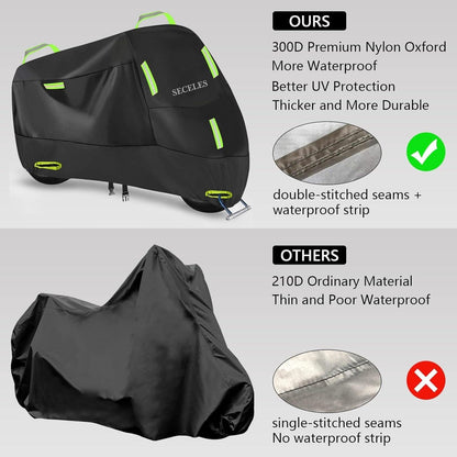 Motorrad Abdeckplane 300D Wasserdicht Winterfest Oxford 200x90x100cm M Green