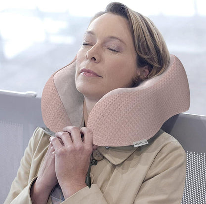 Yomisee Nackenkissen Flugzeug Memory Foam samtweicher Bezug Rosa
