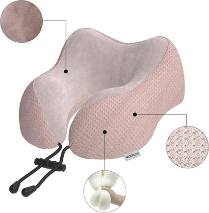 Yomisee Nackenkissen Memory Foam Reisekissen samtweicher Bezug Rosa