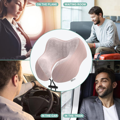 Nackenkissen Reisekissen Memory Foam Rosa samtweicher Bezug faltbar