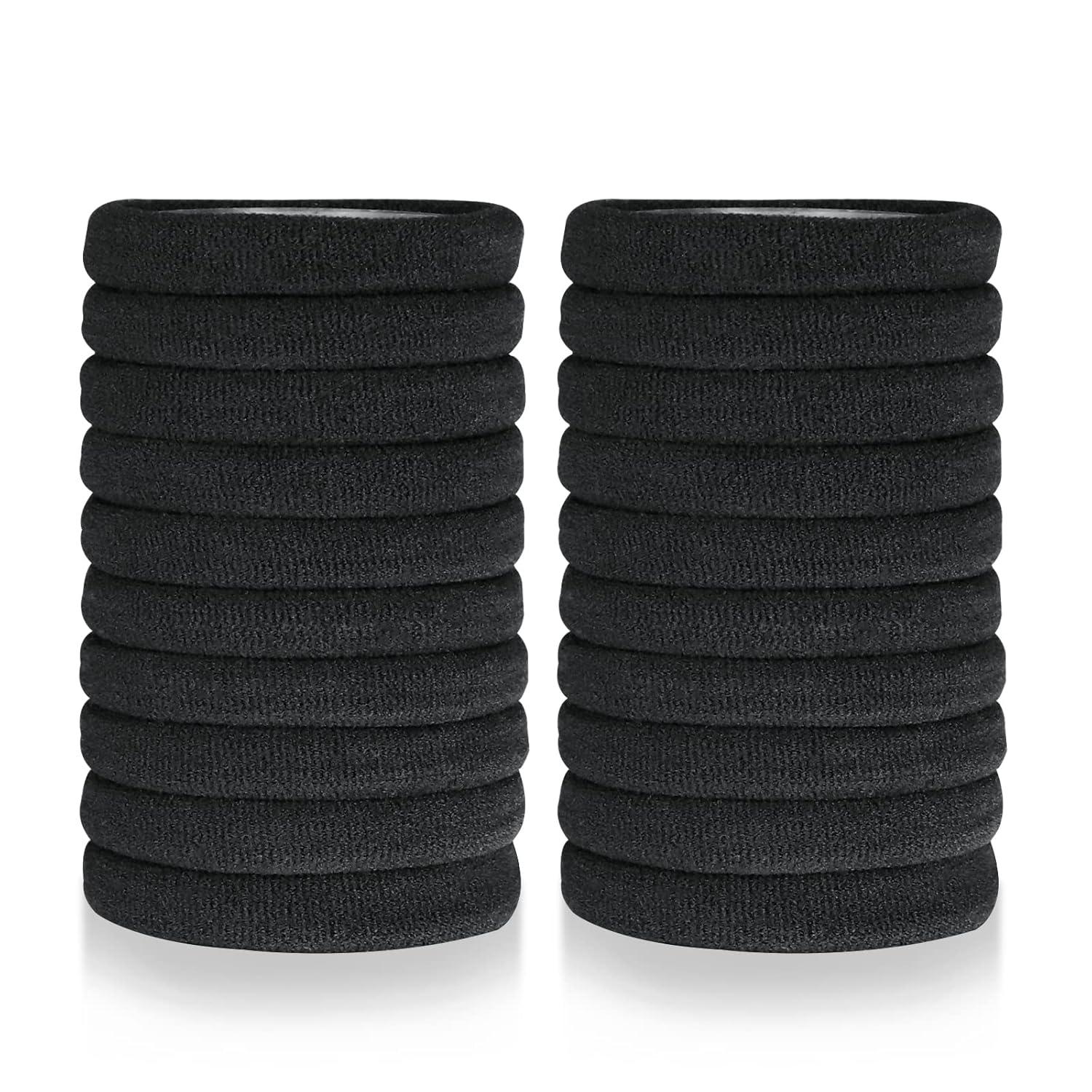 20er Pack Schwarze Baumwoll-Haargummis 8mm - Starke Stretch Haarbänder