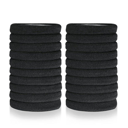 20er Pack Schwarze Baumwoll-Haargummis 8mm - Starke Stretch Haarbänder