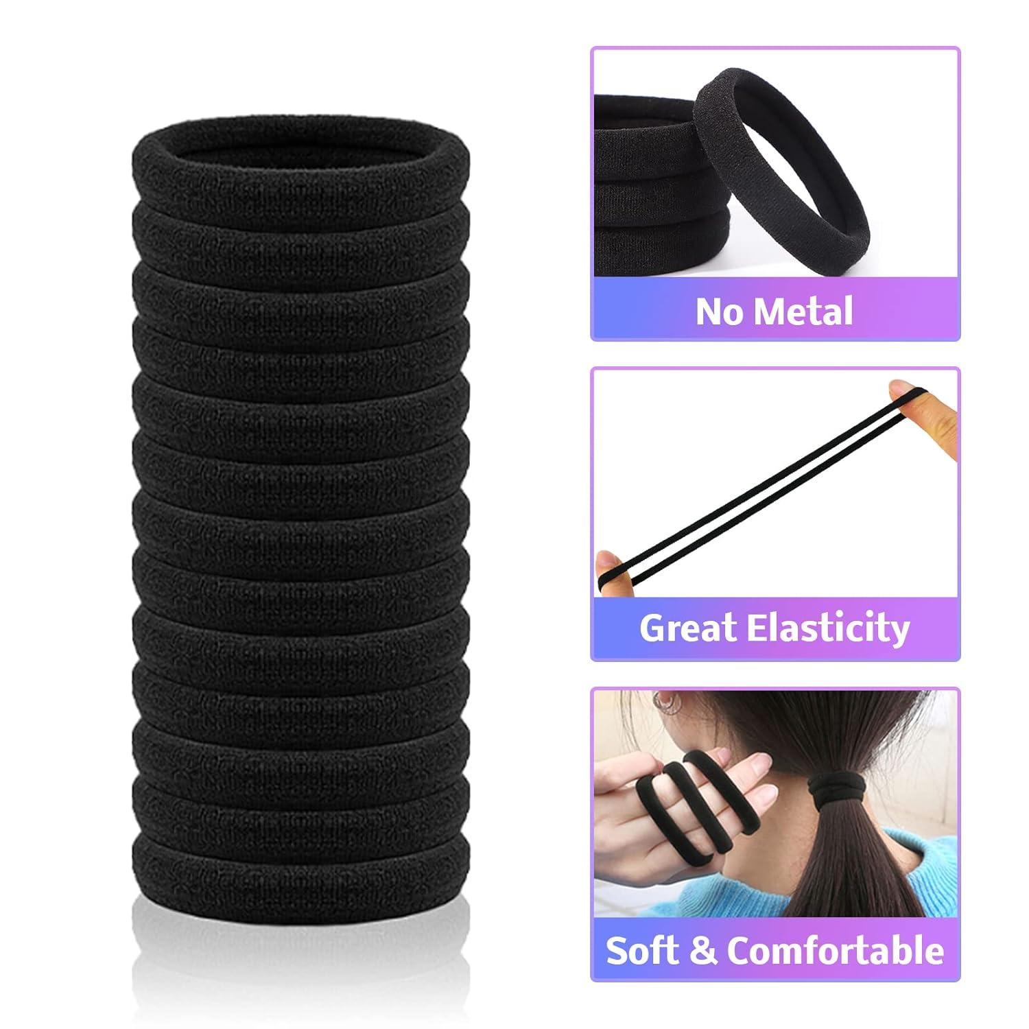 20 Stück Schwarz Baumwolle Haargummis 8mm für Mädchen Männer Frauen