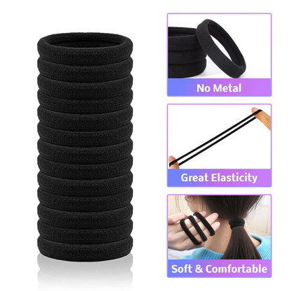 20 Stück Schwarz Baumwolle Haargummis 8mm für Mädchen Männer Frauen