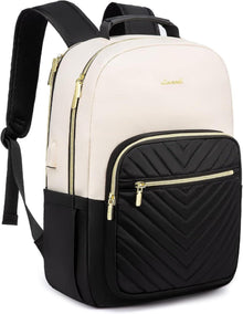 Rucksack Damen 15,6 Zoll Laptop Backpack Schulrucksack Beige Schwarz