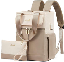 Damen Rucksack Mini Cityrucksack 2 in 1 Schultertasche Beige
