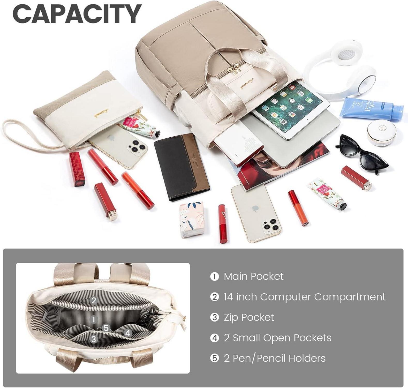 LOVEVOOK Damen Cityrucksack 2 in 1 Rucksacktasche Beige Khaki