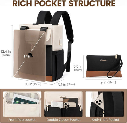 Eleganter Damen Tagesrucksack Wasserfest 13,3 Zoll Schwarz