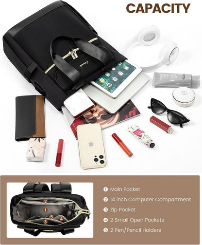 LOVEVOOK Damen Rucksack 2 in 1 mit USB Schwarz