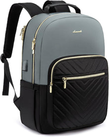 Laptoprucksack Damen 15.6 Zoll USB Ladeanschluss Grau Schwarz