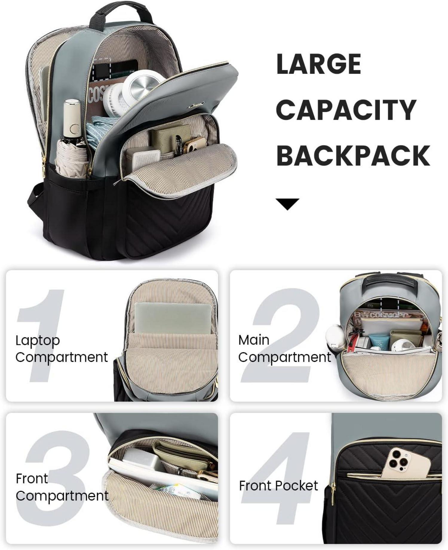 Damen Laptoprucksack 15.6 Zoll USB Grau Elegant