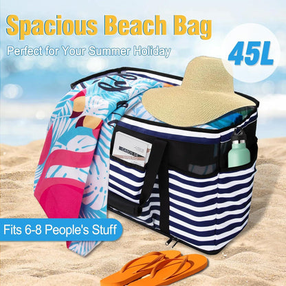 TEUEN Große Strandtasche mit Reißverschluss Wasserdicht XXL für